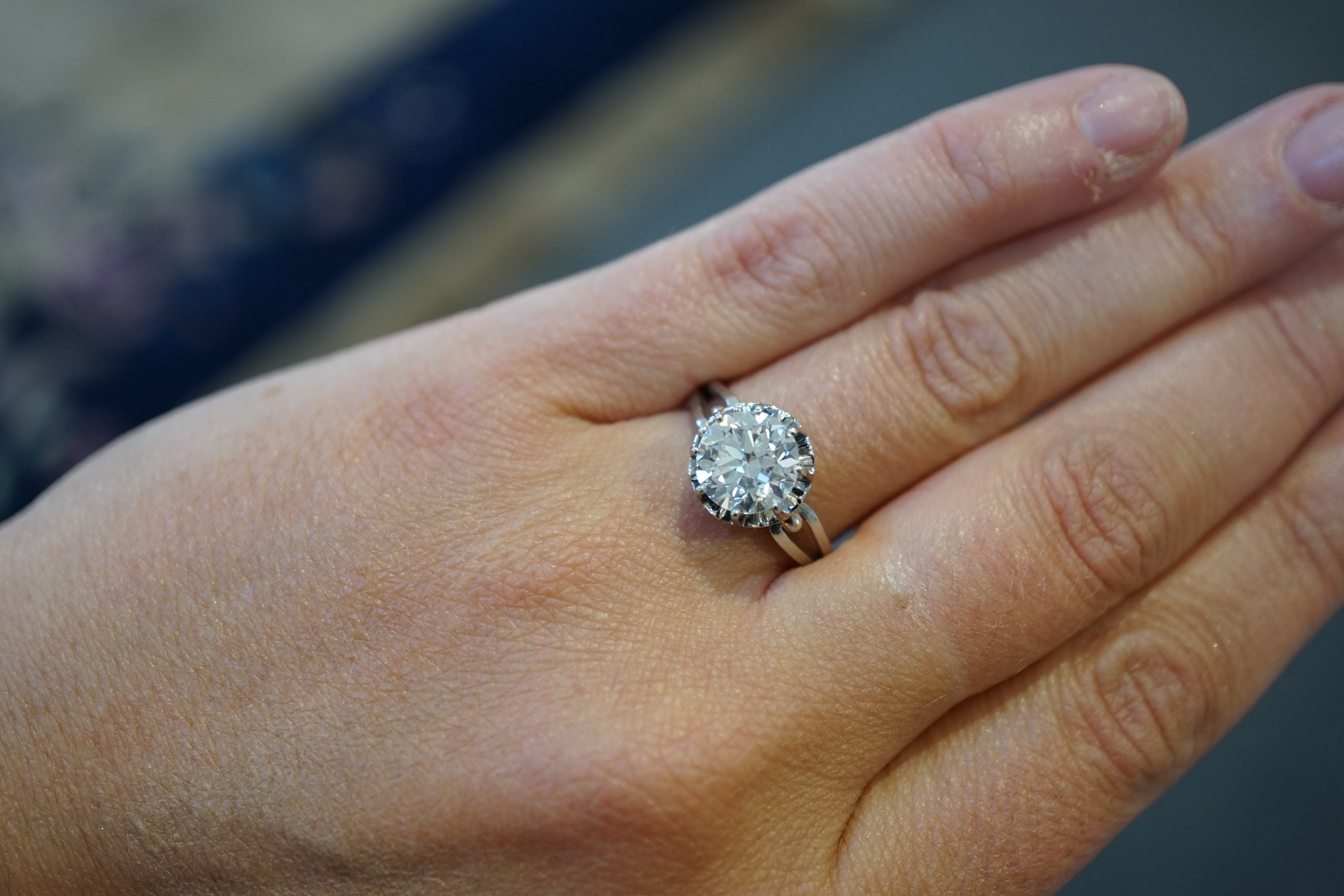 A platinum and solitaire diamond set ring